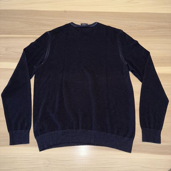 ARMANI Jeans Dark Blue V-Neck Long Sleeve Wool Blend Knit Sweater Men's 3XL - Picture 8 of 8